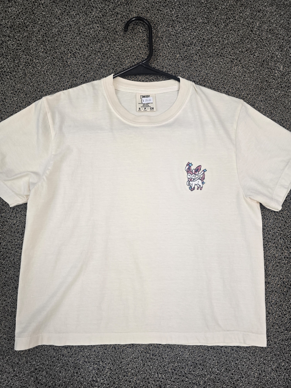 Cream Graphic Pocket-Print Womens Boxy T-Shirt